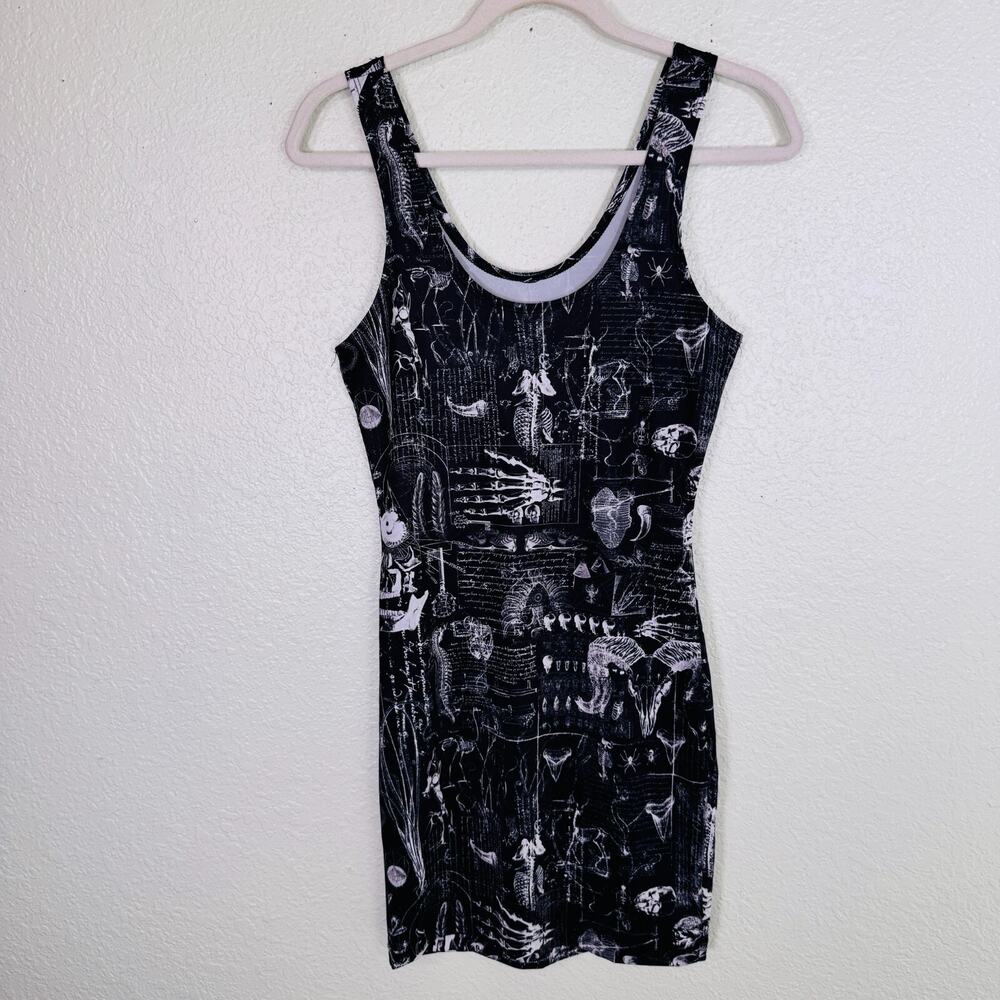 Affliction Dress Women Small Skeleton Bones Print Iggy Punk Tank Halloween NEW